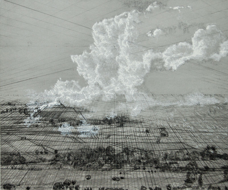 "White cloud 2", mixed media, 50x60 cm, private collection "Nuage blanc 2", 2017, technique mixte, 50x60 cm